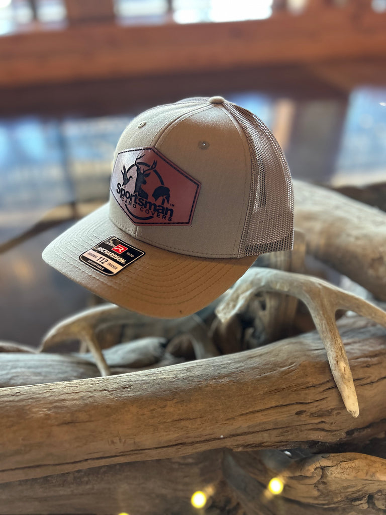 Olive Leather Patch Hat Sportsman Camo Covers