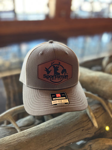 Brown & Khaki Leather Patch Hat