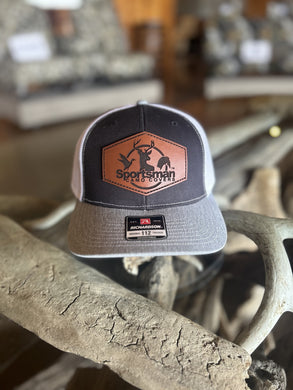 Black, White & Heather Gray Leather Patch Hat