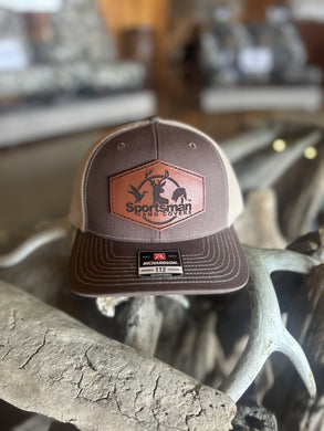 Dark Brown & Khaki Leather Patch Hat