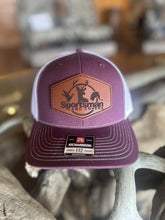 Maroon & White Leather Patch Hat