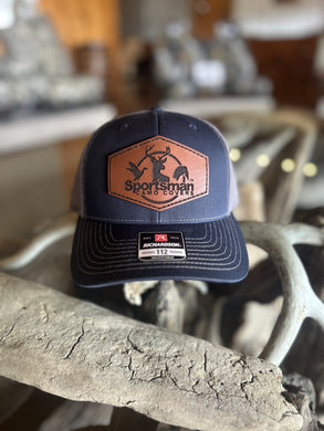 Navy Blue & Gray Leather Patch Hat