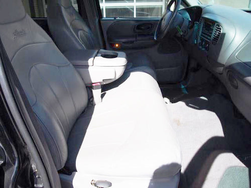 Ford F-150/250/350 40/60 Seat Covers with Molded Headrests and a 2 Cup Console